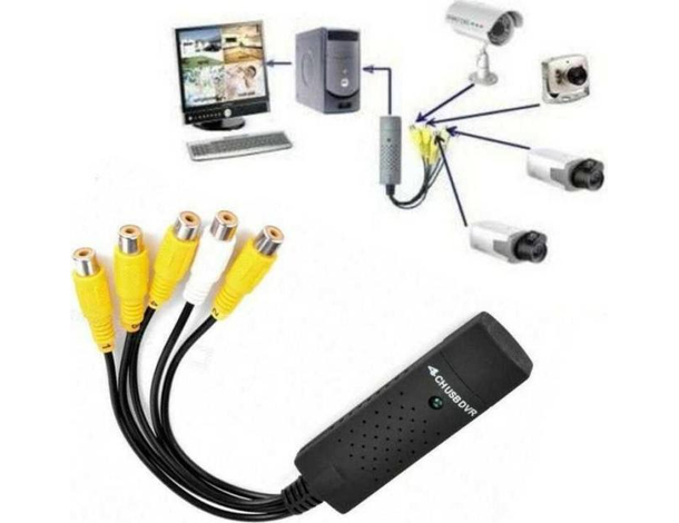 Scheda Acquisizione Canale EasyCap 4 Video 1 Audio Telecamere TV RCA Adapter