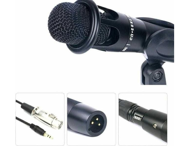 Kit Microfono Cardioide Condensatore Cavalletto Auricolari Mixer Effetti Cavo...