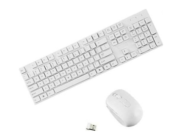 Kit Mouse e Tastiera Wireless 2.4GHZ USB PC Computer Wi-Fi Keyboard Senza...