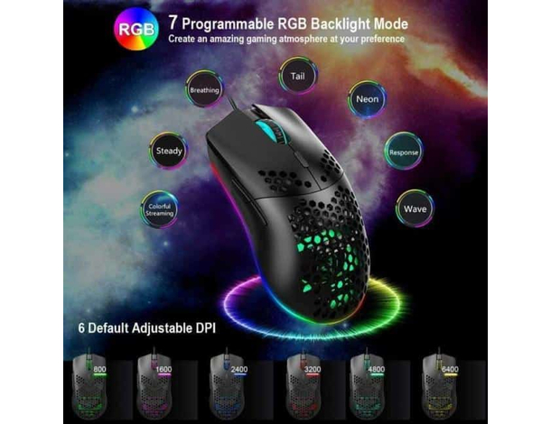 Mouse Ottico Rosa Gioco Cablato Ambidestro GAMING RGB Illuminato LED Leggero...
