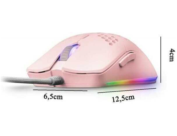 Mouse Ottico Rosa Gioco Cablato Ambidestro GAMING RGB Illuminato LED Leggero...