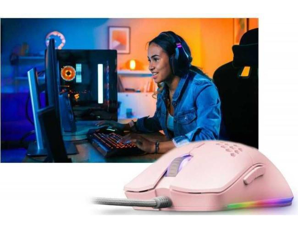 Mouse Ottico Rosa Gioco Cablato Ambidestro GAMING RGB Illuminato LED Leggero PC