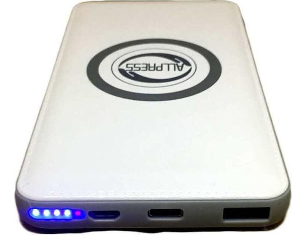Power Bank Caricabatterie Wireless Smartphone Tecnologia QI 6000mAh Portatile...