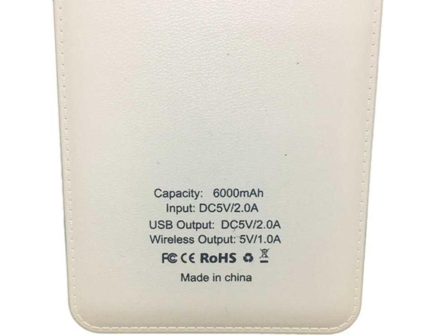 Power Bank Caricabatterie Wireless Smartphone Tecnologia QI 6000mAh Portatile...