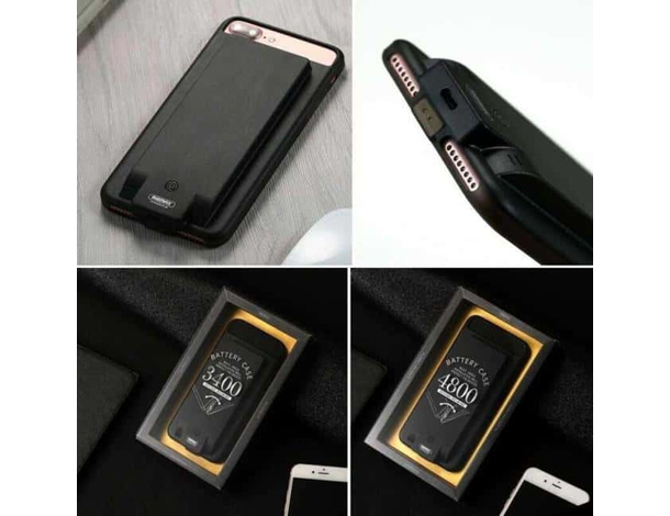 Power Bank per iPhone 6 7 8 Cover Batteria Integrata Caricatore 3800mAh Nero
