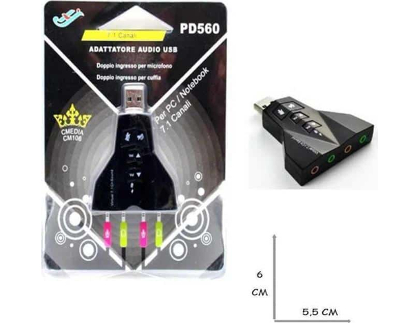 Scheda Audio Esterna USB 2.0 3D Sound 7.1 Computer Microfono Cuffie Adattatore