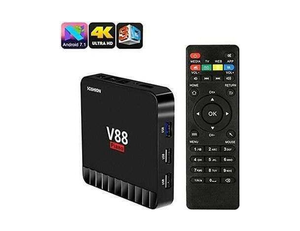 Smart TV Box Android 7.1 RAM 4GB ROM 16GB Wi-Fi 4K HD Telecomando IPTV V88 6