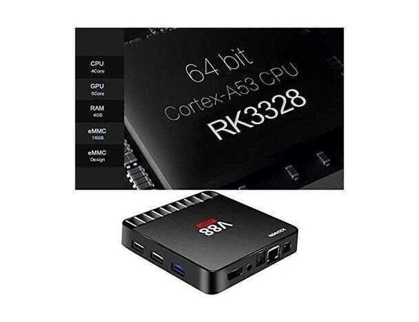 Smart TV Box Android 7.1 RAM 4GB ROM 16GB Wi-Fi 4K HD Telecomando IPTV V88 3