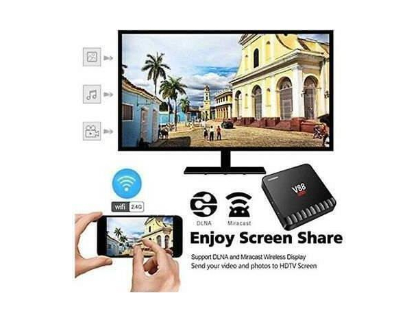 Smart TV Box Android 7.1 RAM 4GB ROM 16GB Wi-Fi 4K HD Telecomando IPTV V88 4