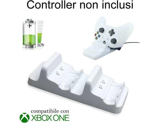 Stand Bianco Supporto Ricarica Controller Xbox ONE S Doppio Caricatore Joystick