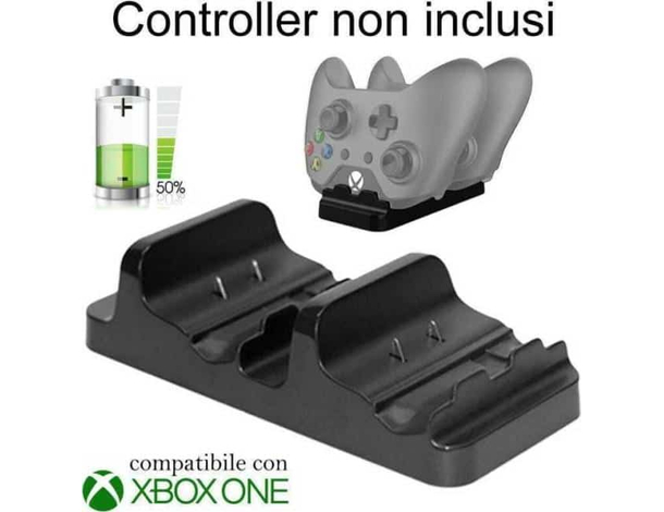 Stand Nero Supporto Ricarica Controller Xbox ONE S Doppio Caricatore Joystick