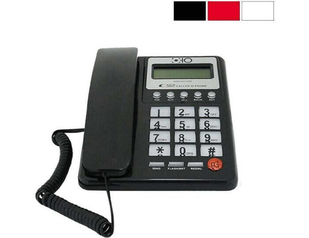 Telefono Fisso Ufficio Hotel Casa Tastierino Numerico Tasti Grandi Display LCD