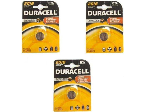 3 Pacchi da 1 Batteria Duracell CR2016 DL2016 3 Pile Lunga Durata Batteria Stilo