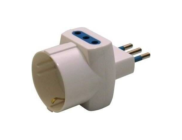 Adattatore Multipresa Elettrica 3 Posti 10A 1 Schuko + 2 Bipasso Presa Italiana