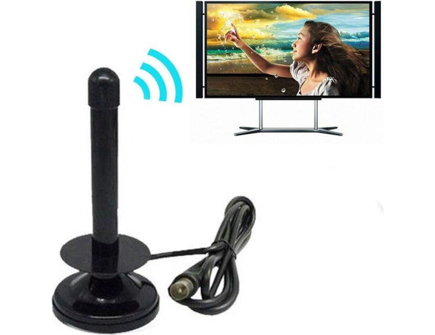 Antenna Portatile Calamitata Cavo 1,5 m DVB-T Auto Casa Camper Segnale TV 25dB