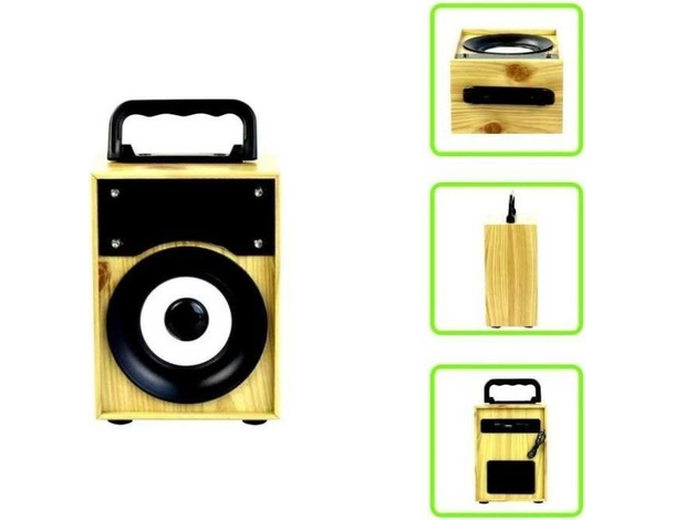 Cassa Speaker Bluetooth Radio FM Altoparlante Simil Legno Lettore USB Jack 3,5mm