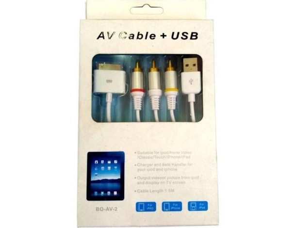 Cavo Adattatore iPad iPhone AV USB Connettore TV Televisore Tablet 1,5m Video