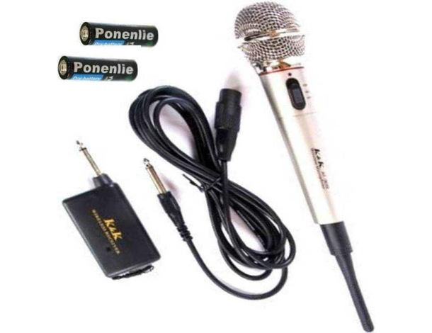 Microfono Wireless per Karaoke con Amplificatore Cavo Registratore Canto Jack