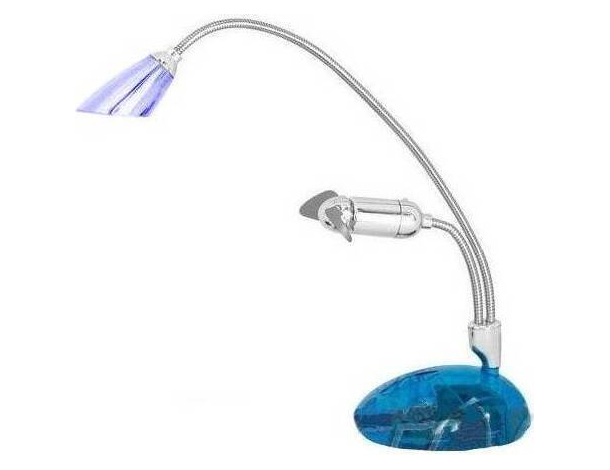 Lampada per PC Blu con Presa USB e Mini Ventilatore Lampada Ufficio da Tavolo