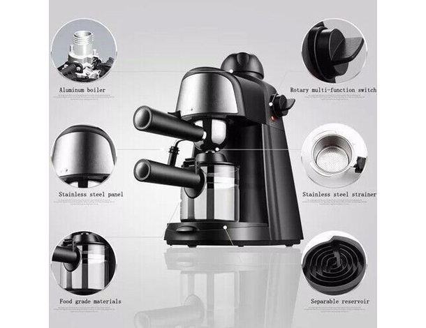 Macchina da Caffè Espresso Professionale da 800W Caffè Macinato Montalatte...