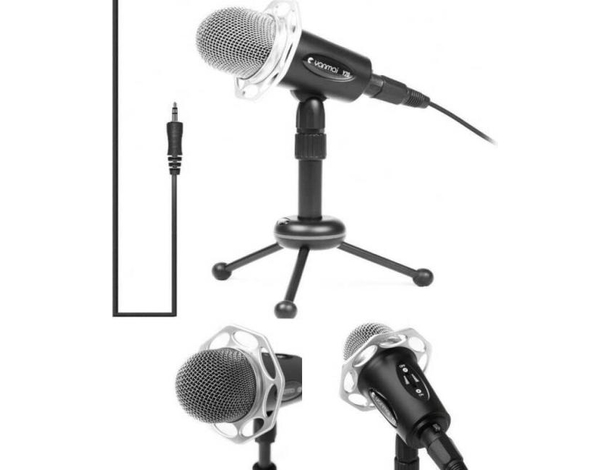 Microfono con Cavo 3.5mm Treppiede Registrazione Direzionale PC Professionale