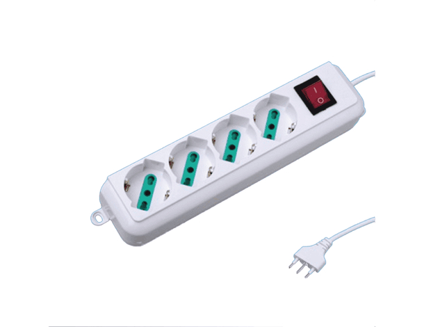 Multipresa Ciabatta 4 Posti Lineare Schuko Interruttore Bianco Presa Elettrica