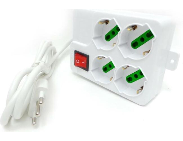 Multipresa Ciabatta 4 Posti 3 Poli Schuko Interruttore Presa Elettrica Bianco