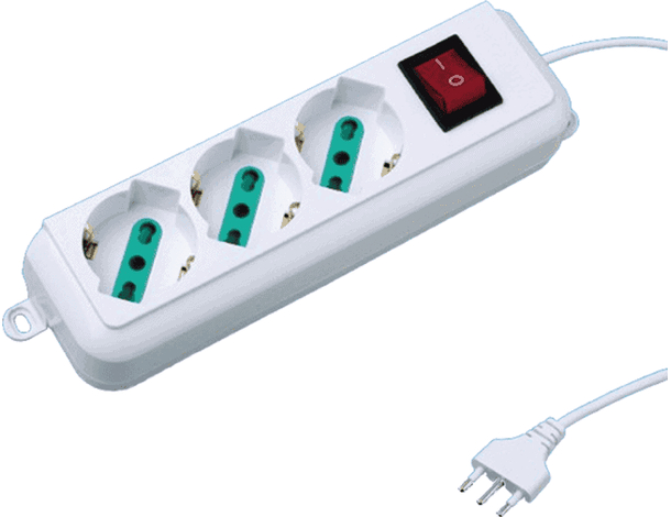 Multipresa Ciabatta 3 Posti Lineare Schuko Interruttore Bianco Presa Elettrica