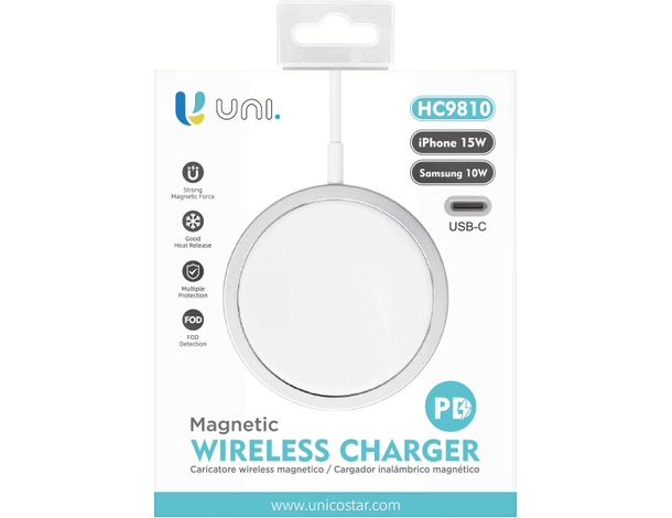 Caricabatterie Magnetico QI Wireless Magsafe Caricatore Universale 15 W Cavo...
