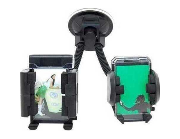 Supporto Cellulare da Auto Doppio Ventosa Parabrezza Cruscotto Snodabile 10"...