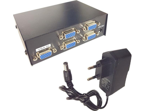 Splitter Sdoppiatore VGA 200mhz 4 Porte Monitor PC Duplicazione Segnale Video