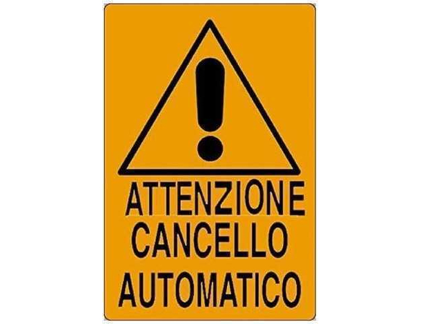 12x Cartello "Attenzione Cancello Automatico" 20x30cm Arancione in PVC