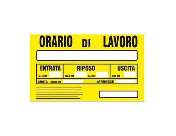 12x Cartello "Orario di Lavoro" Entrata Uscita Riposo 20 x 30cm Arancione PVC