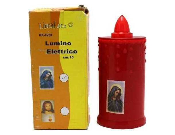 2x Lumino Votivo Rosso Candela Elettrica LED Batteria Altezza 15cm Fiamma