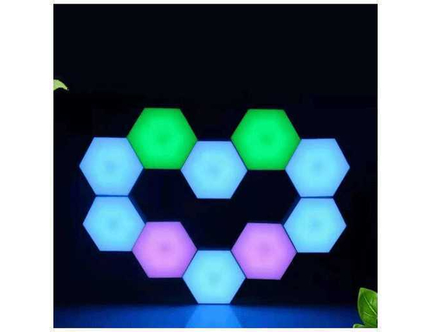 3x Faretti Esagonale RGB Lampada Luce LED Telecomando Controllo Remoto...