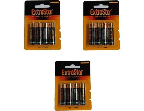 3 Pacchi da 4 Batterie Ministilo AAA Lunga Durata 12 Pile 1.5v Elettronica
