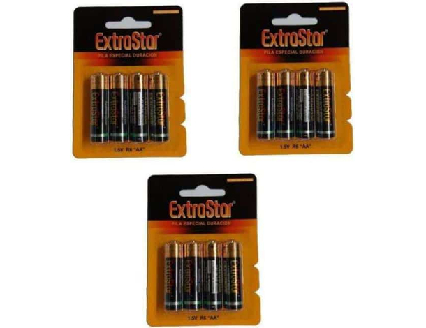 3 Pacchi da 4 Batterie Stilo AA 12 Pile Lunga Durata 1.5v Elettronica