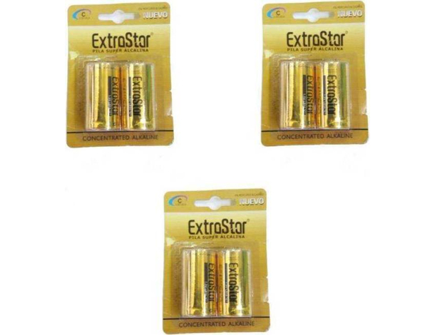 3 Pacchi da 2 Batterie C Mezza Torcia Lunga Durata 6 Pile Batteria Pila Torce