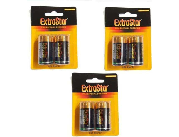 3 Pacchi da 2 Batterie Torcia C 6 Pile Torcione Lunga Durata 1,5v Elettronica