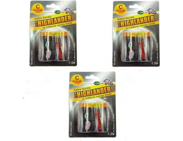 3 Pacchi da 2 Batterie C Mezza Torcia R14-2B Lunga Durata 6 Pile 1,5v Giochi