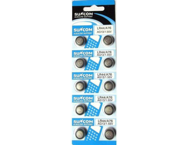 5 Pacchi da 10 Batterie LR44 AG13 Lunga Durata 50 Pile Piatte 1,55v Orologio