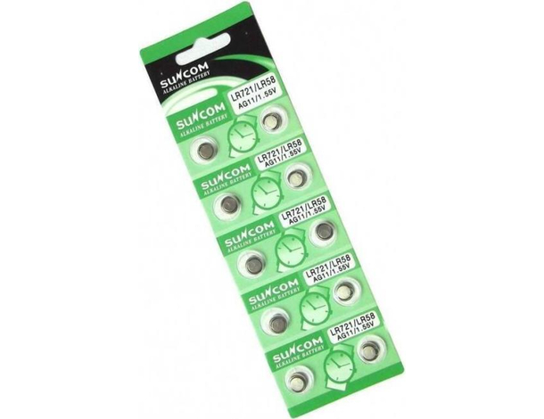 5 Pacchi da 10 Batterie LR721 AG11 Lunga Durata 50 Pile Piatte Bottone 1,55v