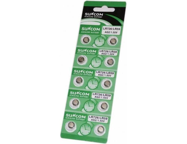 5 Pacchi da 10 Batterie LR726 AG2 50 Pile a Bottone Piatte 1,55v Orologio