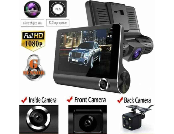 Fotocamera Auto Anteriore Posteriore DVD Video Recorder Specchio Tripla Lente...