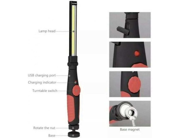 Lampada da Lavoro Portatile a LED con Calamita Luce Bianco Ghiaccio Lavoro 2