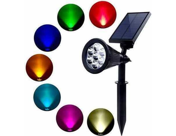 Faretto Led da Giardino 7w Faro da Giardino Supporto con Picchetto Luce Solare