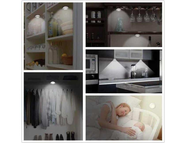 3x Luci Tonde LED Cerchi Luminosi Telecomando a Batteria Luce Regolabile 6