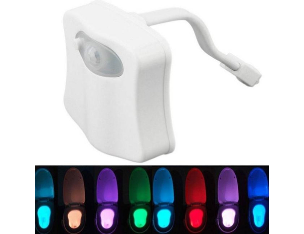 Lampada Notturna per Bagno WC Tazza Led Sensore 8 Colori Diversi per Anziani