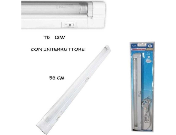 Lampada Reglette 13w Tubo Luce al Neon T5 con Interruttore On/Off Illuminazione
