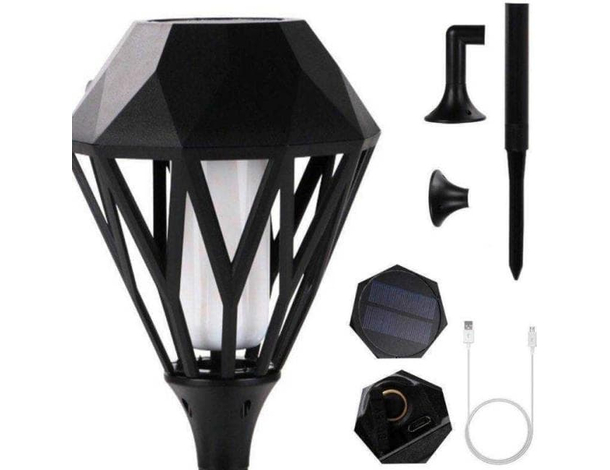 Lampada Solare LED da Esterno Effetto Fiaccola Fiamma Impermeabile Vari...